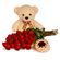 teddy with roses and cake. Omsk